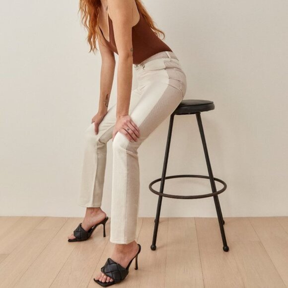Reformation Cynthia Tonal Reworked High Rise Straight Jeans in Clay size 25 NWT - Picture 1 of 13